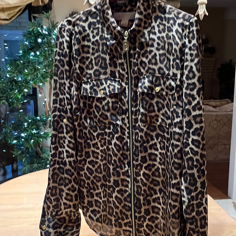 Brand New Michael Kors Leopard Print Blouse